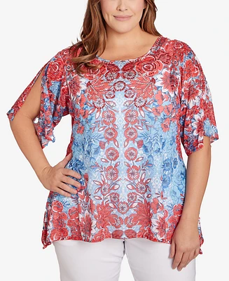 Ruby Rd. Plus Burnout Sublimation Mirrored Top