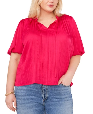 Vince Camuto Plus Pleated Puff-Sleeve Blouse