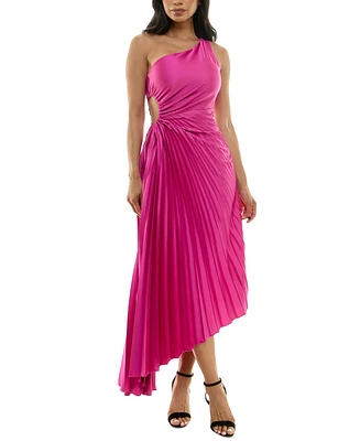 B Darlin Juniors' Pleated Cutout One-Shoulder Gown