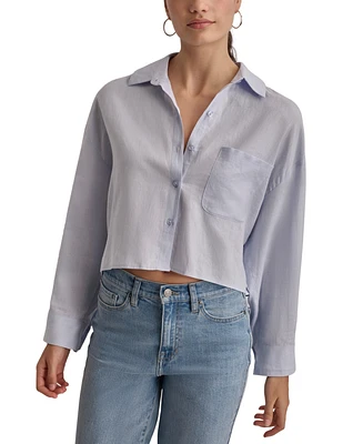 Dkny Jeans Women's Oversized Cropped Button-Front Shirt