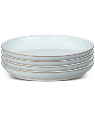 Denby White Speckle Stoneware Coupe Medium Plates, Set of 4