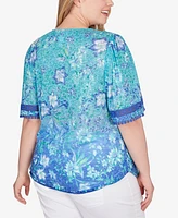 Ruby Rd. Plus Ombre Bali Floral Top