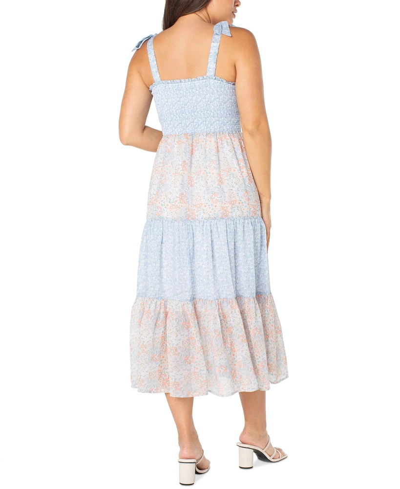 Celebrity Pink Juniors' Twin-Printed Smocked Midi Dress
