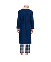 Lands' End Men's High Pile Fleece Lined Flannel Robe