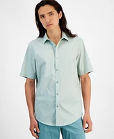 Alfani Men's Fern Regular-Fit Stretch Geometric Button-Down Poplin Shirt, Created for Macy's