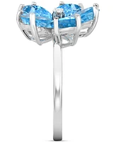 Swiss Blue Topaz (4 ct. t.w.) & Diamond Accent Flower Ring in Sterling Silver