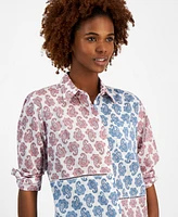 Nautica Jeans Women's Cotton Patchwork Paisley Shirt