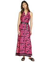 Michael Kors Women's Belted Floral-Print Maxi Dress