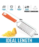 Zulay Kitchen Cheese Grater Stainless Steel - Durable Rust-Proof Metal Lemon Zester Grater With Handle
