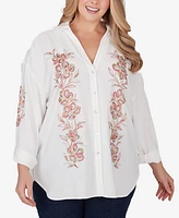 Ruby Rd. Plus Solid Embroidered Crepe Top