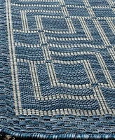 Safavieh Courtyard CY8467 Navy and Grey 2'3" x 8' Runner Outdoor Area Rug