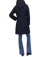 Tahari Women's Bibbed Hooded Quilted Coat