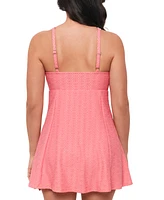 Swim Solutions Women's Textured Tie-Front Swimdress, Created for Macy's