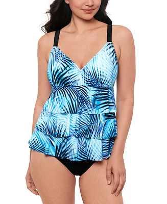 Swim Solutions Women's Leaf It Alone Tiered Fauxkini One-Piece Swimsuit, Created for Macy's