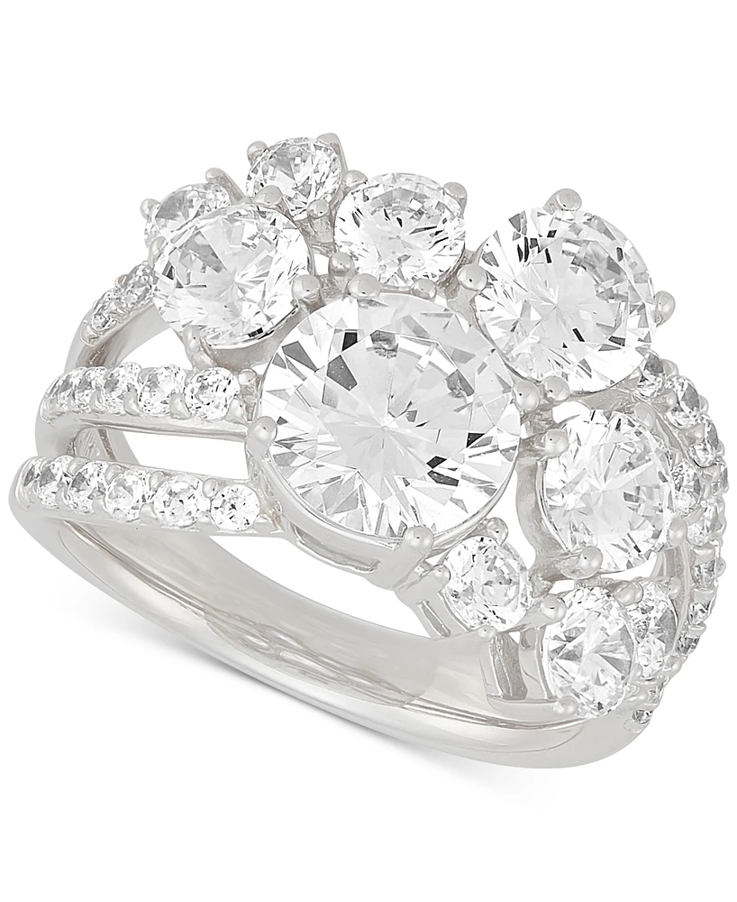 Arabella Cubic Zirconia Cluster Statement Ring in Sterling Silver