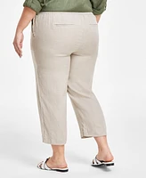 Charter Club Plus 100% Linen Cropped Pants, Created for Macy's