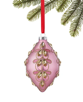 Holiday Lane Burgundy & Blush Pink Drop Floral Decorated Ornament, Created for Macy's