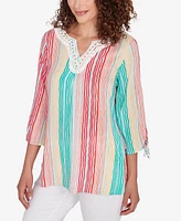 Ruby Rd. Petite Wavy Metallic Stripe Top