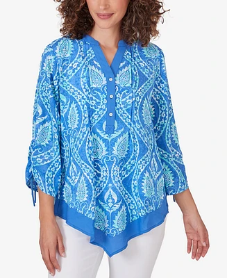 Ruby Rd. Petite Polynesian Bali Pull Over Pointed Hem Top