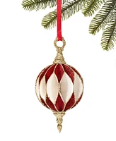 Holiday Lane Santa's Favorites Red and White Ball Ornament, Exclusively at Macy's