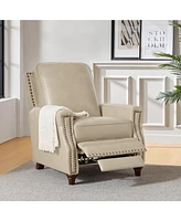 Bellino Modern Genuine Leather Recliner with Nailhead Trim