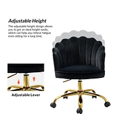 Hulala Home Woman Modern Cute Shell Back Upholstered Desk Chair for Vanity, Living Room