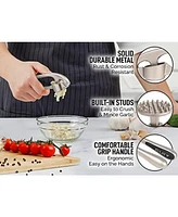 Zulay Kitchen Garlic Press and Peeler Set With Silicone Peeler & Brush