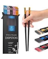 Zulay Kitchen 10 Pairs Premium Japanese Chopsticks Reusable & Durable Design