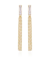 Vince Camuto Gold-Tone Glass Stone Baguette Fringe Drop Earrings