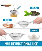 Premium Stainless Steel Fine Mesh Strainer Set - Strainers for Kitchen (Set of 3) with Non-slip Handles