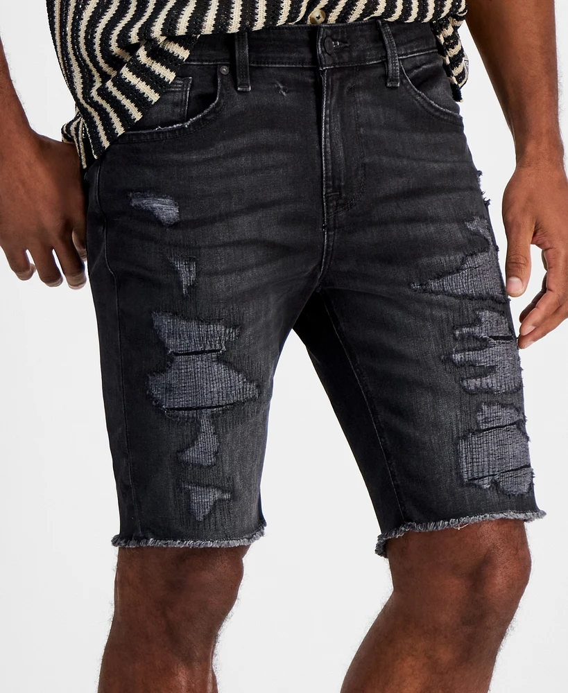 Guess Men's Slim-Fit Destroyed Denim Shorts