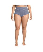 Lands' End Plus Tummy Control Gingham Tugless High Waisted Bikini Bottoms