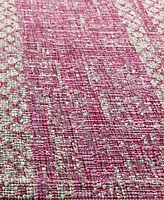 Safavieh Courtyard CY8736 Light Gray and Fuchsia 6'7" x 6'7" Sisal Weave Square Outdoor Area Rug