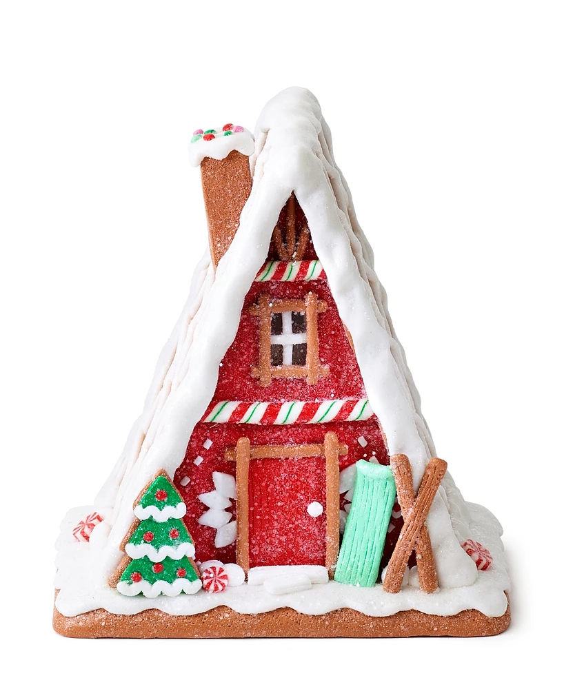 Holiday Lane Christmas Cheer Brown, White & Green Ski Lodge Gingerbread House, Created for Macy's