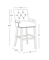 29" Linen Tufted Buttons Upholstered Wingback Bar Stool (Set of