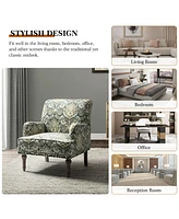 Montross Traditional Wooden Upholstered Armchair with Floral Patterns