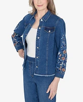 Alfred Dunner Scottsdale Women's Floral Embroidered Fringe Jacket