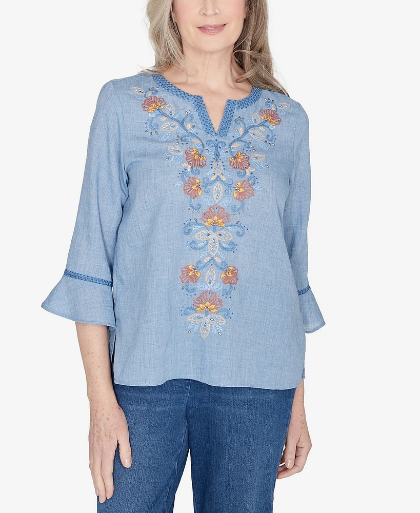 Alfred Dunner Scottsdale Women's Center Embroidered Top