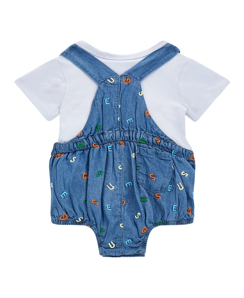 Guess Baby Boy Short Sleeve Bodysuit and Embroidered Bubble