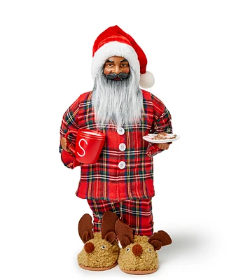 Holiday Lane Red Plaid African American Santa