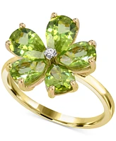 Peridot (3-1/2 ct. t.w.) & Diamond Accent Flower Ring in 14k Gold-Plated Sterling Silver