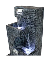 Sunnydaze Decor Cascading Tower Contemporary Fountain with Led Lights - 32 in