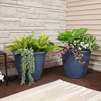 Anjelica 24" Outdoor Double-Walled Polyresin Planter with Uv-Resistant Slate Finish