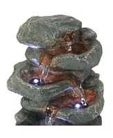 Sunnydaze Decor Stacked Rocks Polyresin Indoor Water Fountain with Led - 10.5 in