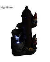 Sunnydaze Decor Electric Fire Hydrant Gnome Water Fountain with Led Light - 16 in