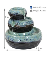 Sunnydaze Decor Modern Textured Bowls Ceramic Indoor 3-Tier Water Fountain - 7 in