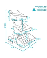 Sunnydaze Decor 39.25 in 3-Tier Wood Rolling Planter Box with Iron Wheels - Brown