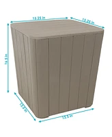 11.5-Gallon Outdoor Deck Box - Weather-Resistant Side Table with Storage for Cushions, Garden Tools, Pool Supplies - Driftwood - Faux Plank
