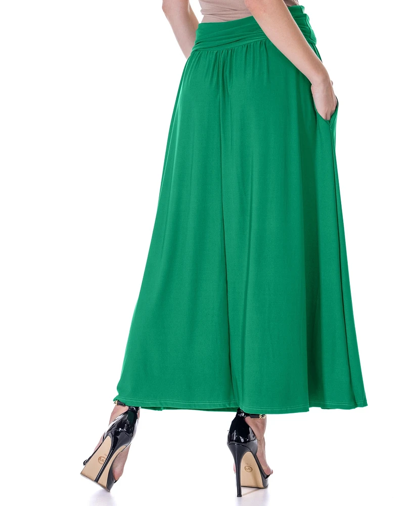 24seven Comfort Apparel Foldover Maxi Pocket Skirt