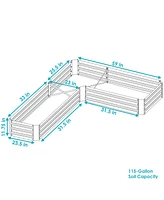 Sunnydaze Decor Galvanized Steel L-Shaped Raised Garden Bed - 59.5 in - Silver